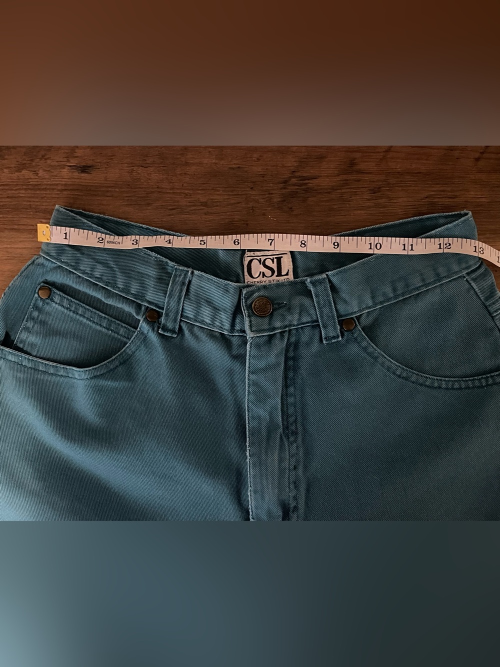 Vintage Teal High-Waist Cotton Shorts - Picture 3 of 5